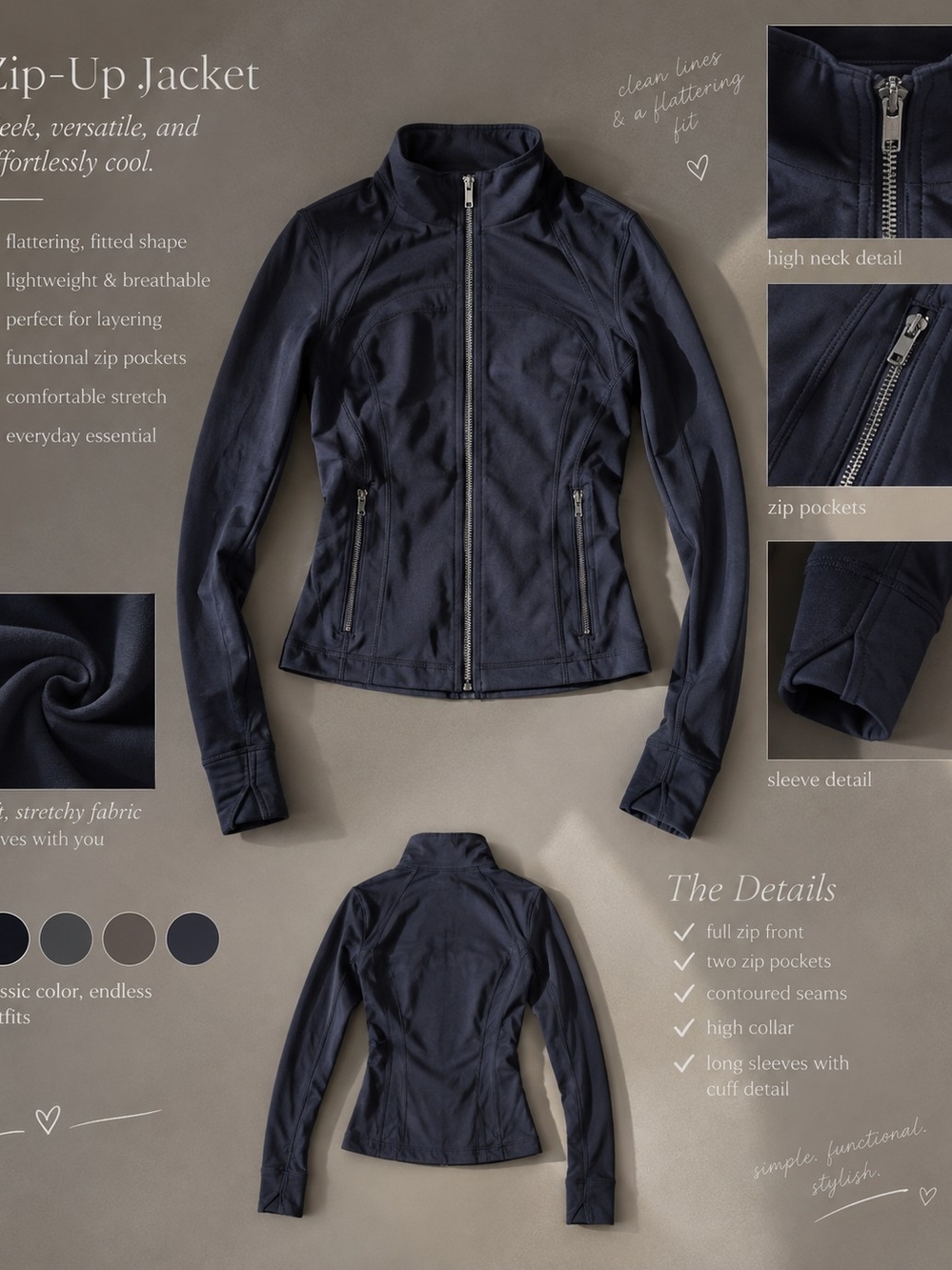 Women's Navy Zip-Up Jacket - lululemon